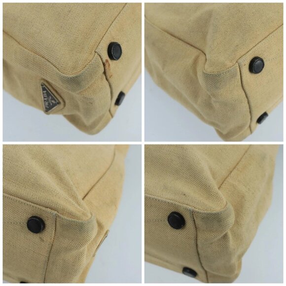 PRADA Tote Bag Canvas Beige Auth ti2434 - Picture 14 of 16